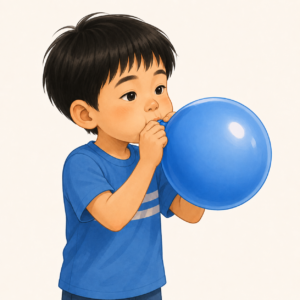 風船を膨らませる遊び
